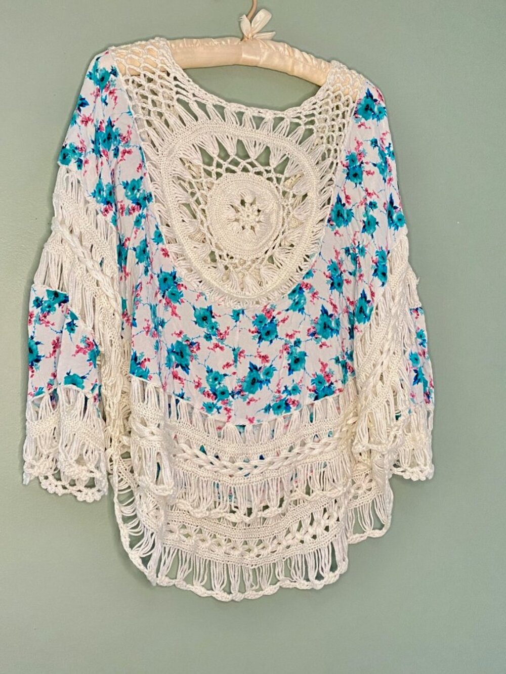Moda Silky Pop Over Poncho For The Summer Boho Peasant Hippie Shawl